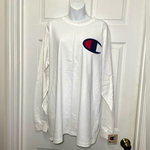Champion White Long Sleeve Heritage Tee. Sz XL. NWT